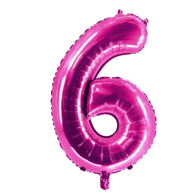 Produktbild von Folienballons Pink 100cm Zahl 6 pinker Zahlenballon zum 6-ten Kindergeburtstag Geburtstagsballon Jubiläum