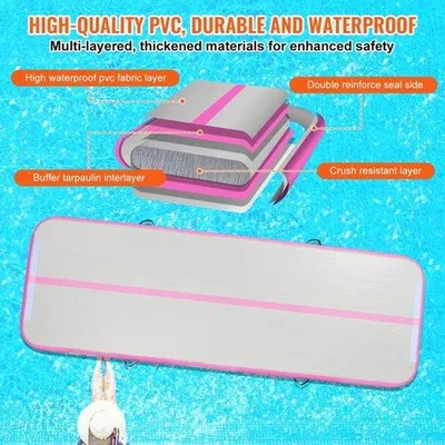 Obrázek produktu pro Elektricky nafukovací gymnastická podložka - PVC - 13 stop x 3,3 stopy x 4 palce - Zelená - Ergonomická