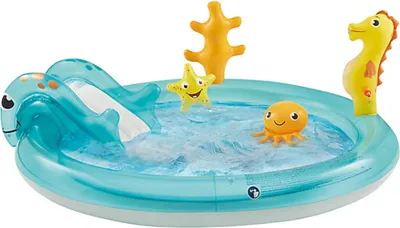 Produktbild von Happy People 77756 - Playcenter - Ocean mit Rutsche und Seepferdchen-Sprinkler (150x18cm) Planschbecken Pool