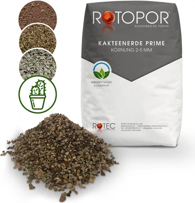 Produktbild von Rotopor Kakteensubstrat Prime 2-5mm Bims Lava Zeolith Bonsai Sukkulenten Kakteenerde 25L Sack