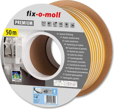 Produktbild von fix-o-moll D-Profildichtung selbstklebend weiß 50 m 6 x 9 mm