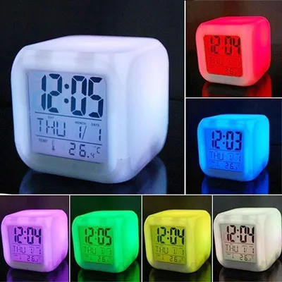 Obrázek produktu pro LED hodiny | Budík | Odložení budíku | Datum a čas | Teploměr | 7 barev