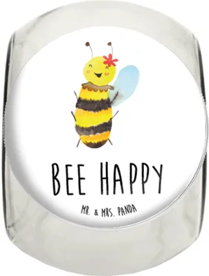 Produktbild von Mr. & Mrs. Panda Kaffeedose Biene Happy XL 2000ml - Weiß - Geschenk, Wespe, glasbehälter, Bonboniere, gewürzglas, Vorratsglas, Dekoglas, Bonbonglas