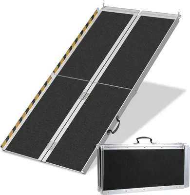 Image de TolleTour Rampe pour fauteuil roulant Rampe pour valise Rampe d'accès Rampe d'accès 2x pliable Aluminium 152cm jusqu'à 270kg