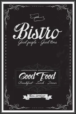 Produktbild von Wallario Poster - Bistro-Design in schwarz-weiß, Kunstdruck Größe: 100 x 150 cm