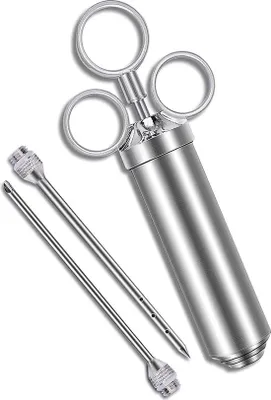 Produktbild von Unyqoos® Marinadenspritze Set 60 ml – Bratenspritze aus Edelstahl 304, ca. 17 cm, 2 Nadeln (14,8/14,5 cm), 3 Dichtungen, spülmaschinenfest