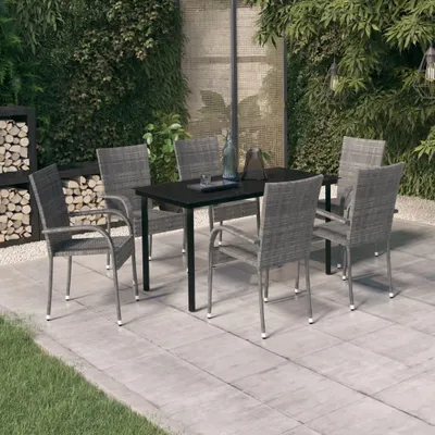 Image de Maison Exclusive - Ensemble de salon de jardin 7 pièces, gris et noir
