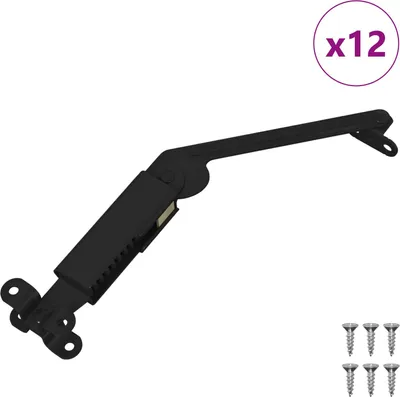 Produktbild von Deckelstützscharnier 12 pcs Schwarz 192 x 32 x 50 mm Stahl