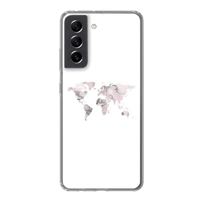 Produktbild von MuchoWow® Handyhülle Schutzhülle Hülle für Samsung Galaxy S21 FE Weltkarte - Marmor - Grau Silikon Softcase Handy Hülle - Mobiltelefonhülle