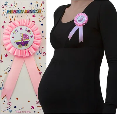 Produktbild von Oblique Unique Brosche Abzeichen Schwangerschaft Mama Baby Shower its a girl - rosa