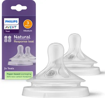 Produktbild von Philips AVENT Natural Response SCY963/02 Sauger 3, mittlere Durchflussrate, 2er-Pack, Kieferorthopädisch, Anti-Kolik-Ventil, 2 Stück(e)