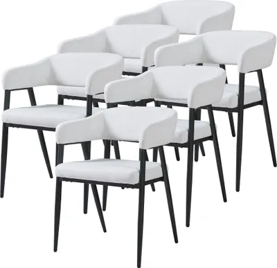 Image de Lot de 6 chaises de salle à manger « Kohlmand » rembourrées, tissu gris clair