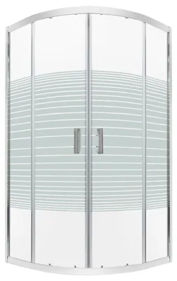 Produktbild von Kerra Madera Str SOLO 90x90 Duschkabine ohne Duschwanne, Chromprofile, 5mm ESG Sicherheitsglas, transparent mit weißen horizontalen Streifen