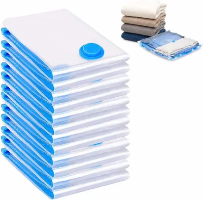 Productafbeelding van Vacuüm opbergzakken ruimtebesparende - Set van 12 - Herbruikbare bewaarzakken voor kleding - Dekens