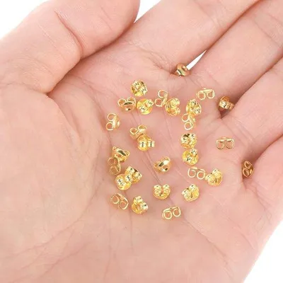 Produktbild von 30 Stück Hörner, Schließen, Gold, Hörner, Schließen, hypoallergen, Ohrschmuck, Stopper, Ohrschmuck, Schließen, universelle Hörner-Schließen für Hörner, Schmuckherstellung, Kupfer