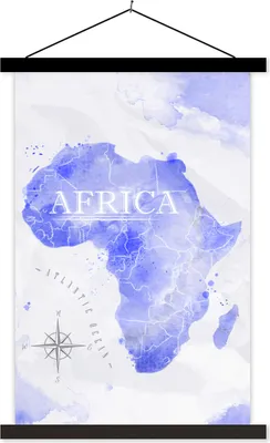 Produktbild von MuchoWow® Textilposter Weltkarten - Wasserfarben - Blau 40x60 cm mit schwarzem Rahmen - Wanddekorationen