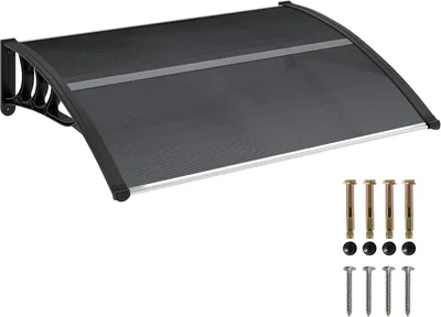 Produktbild von Vordach für die Haustür 100 x 75 cm in Schwarz mit UV-Schutz