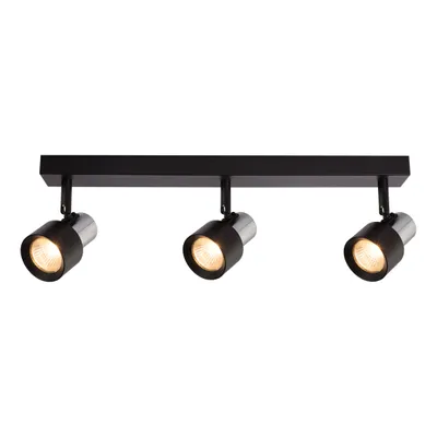 Productafbeelding van Zwarte stang, 3 spots, zwart met chroom, verstelbaar, 3x GU10 10W, Cino Milagro