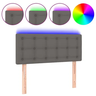 Image de vidaXL Tête de lit LED Gris 90x5x78/88 cm Similicuir
