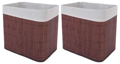 Produktbild von 2er-Set Aufbewahrungskorb MCW-C21, Korb Aufbewahrungsbox Ordnungs-/Sortierbox Regalkorb, Bambus 33x33x23cm braun