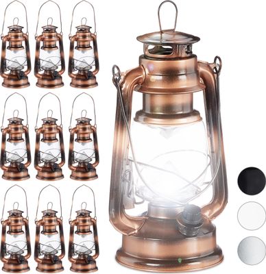 relaxdays 10 x Sturmlaterne LED kupfer