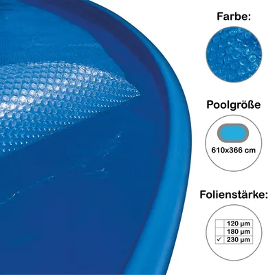 Produktbild von Solarplane, Solarfolie, 525x330cm, 230 µm, für Quick Up Pools mit breitem Handlauf oval 610x366 cm