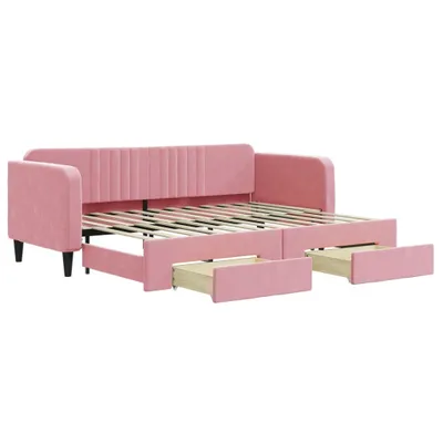 Obrázek produktu pro vidaXL Rozkládací postel se zásuvkami růžová 80x200 cm Velvet
