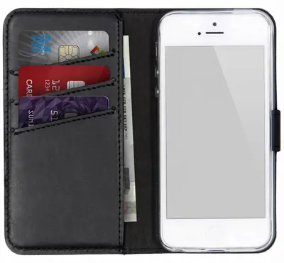 Imagen del producto de Funda de Cuero Auténtico tipo Libro para Apple iPhone SE (2016) / 5 / 5s -
