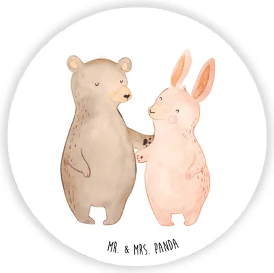 Produktbild von Mr. & Mrs. Panda magnet Bär und Hase Umarmen - Weiß - Geschenk, Kühlschrankmagnet, BFF, pinnwand, Freunde, für fotos, kühlschrank, Freundinnen, Freundin, rundmagnet