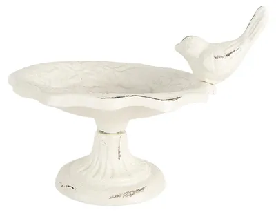 Produktbild von Clayre & Eef Vogelfutterhaus Vogel 14x12x11 cm Weiß Metall