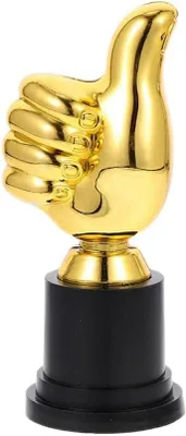 Imagen del producto de Trofeo para los ganadores, estatua de plástico con el gesto de "pulgar arriba" para eventos deportivos