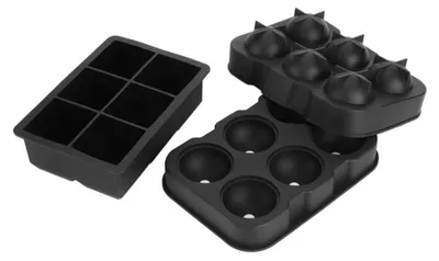 Productafbeelding van Buxibo ijsblokjesvormen – rond en vierkant – 2 x 3 vormen – set van 2