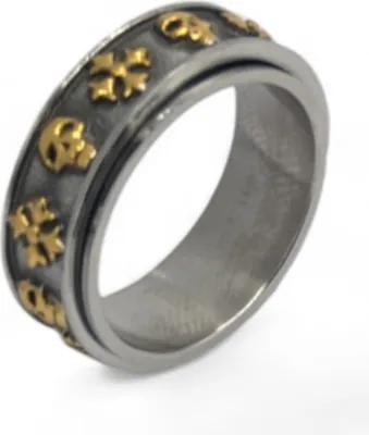 Produktbild von Anti Stress Anxiety Ring Gothic Totenkopf Kreuz Schmuck Gold US 9