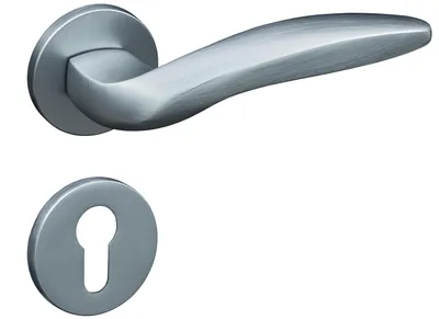 Produktbild von Gavroche Türgriffe Set PZ Profilzylinder Türklinken für Innentüren in Silber Matt Chrom |Drückergarnitur für Zimmertür mit runder Rosettengarnitur