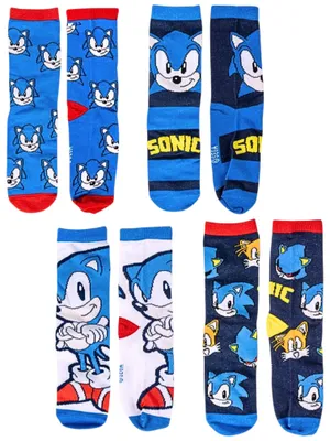 Produktbild von 4er - Pack Kindersocken Sonic The Hedgehog Geschenkset mit Spardose  Blau 35 - 38