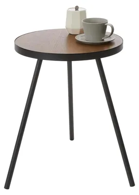 Produktbild von YAMAZAKI 5559 Tower Round Side Table, Black, Steel/Wood, 49 x 48 x 50 cm
