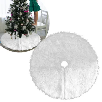 Produktbild von Clanmacy 78cm Weihnachtsbaum-Teppich Tannenbaum Decke kunstfell Weiß Rund Rock Teppich Filz für Schnee Christbaum Weihnachtsbaum Deko Weihnachtsbaumdecke
