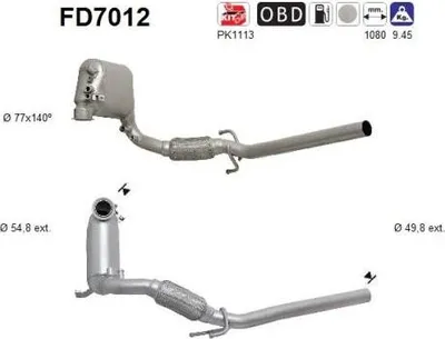 Produktbild von AS FD7012 Dieselpartikelfilter Rußpartikelfilter DPF für VW POLO (9N) Abgasanlage Diesel