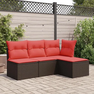 Image de Tabouret de jardin en rotin synthétique avec coussin