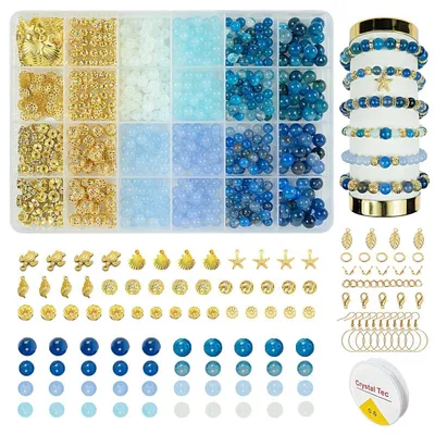 Produktbild von Edelstein Perlen Set 6mm Amazonit für Schmuck Selber Machen, Blau, 829 Teile