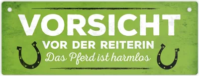 Produktbild von Metallschild mit Spruch: Vorsicht vor der Reiterin, das ... Schild Türschild