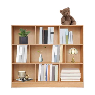 Image de Étagère à livres, étagère à livres avec 9 compartiments, 120 x 23 x 100 cm (environ 47,24 x 9,06 x 39,37 pouces), étagère à livres autoportante