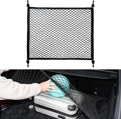 Imagen del producto de Red elástica para equipaje de coche, de 80 x 60 cm, con 4 ganchos, para el maletero