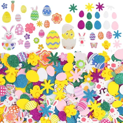 Produktbild von Oster-Aufkleber Moosgummi 300 Stück Ostereier Glitter Selbstklebend Bastelset