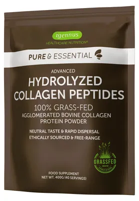 Productafbeelding van Gehydrolyseerd rundvleescollageen van Igennus – collageenpeptiden, zuiver collageenpoeder, zonder toevoegingen, 400 g