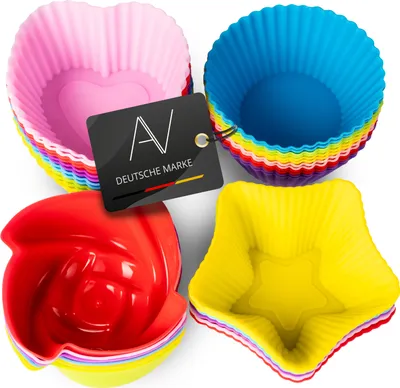 Produktbild von AVANA Wiederverwendbare Muffinformen aus hochwertigem Silikon (36er Set) Umweltschonend Muffin Förmchen Cupcake Backförmchen Muffinförmchen 8 Farben