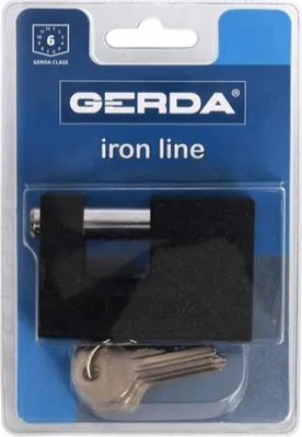 Zdjęcie produktu dla Kłódka żeliwna GERDA IRON LINE KZT 80 mm, czarna, opakowanie blister