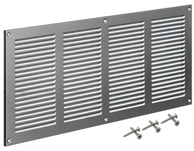 Produktbild von Edelstahl-Lüftungsgitter, 400 x 200 mm, mit Insektenschutz