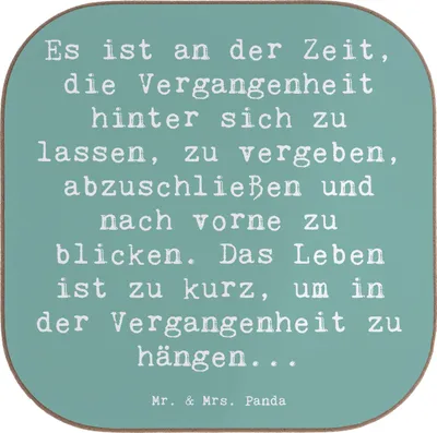 Produktbild von Mr. & Mrs. Panda Untersetzer Glas Spruch Vergebung und Zukunft - Meeresbrise - Geschenk, Tassen, Holzuntersetzer, Motivation, Gefühle, Tassenuntersetzer, Loslassen, Zitat
