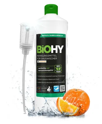 Produktbild von BiOHY Reinigungsmittel für Saugwischer mit Orangenduft, Reiniger für Nass- und Trockensauger, Bodenwischpflege, Reiniger – 1 x 1 Liter Flasche
